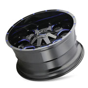 MAYHEM WARRIOR 8015 GLOSS BLACK MILLED PRISM BLUE 17x9