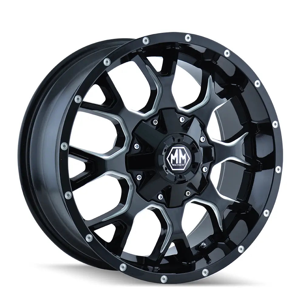 MAYHEM WARRIOR 8015 GLOSS BLACK MILLED 17x9 6x114.3/6x139.7