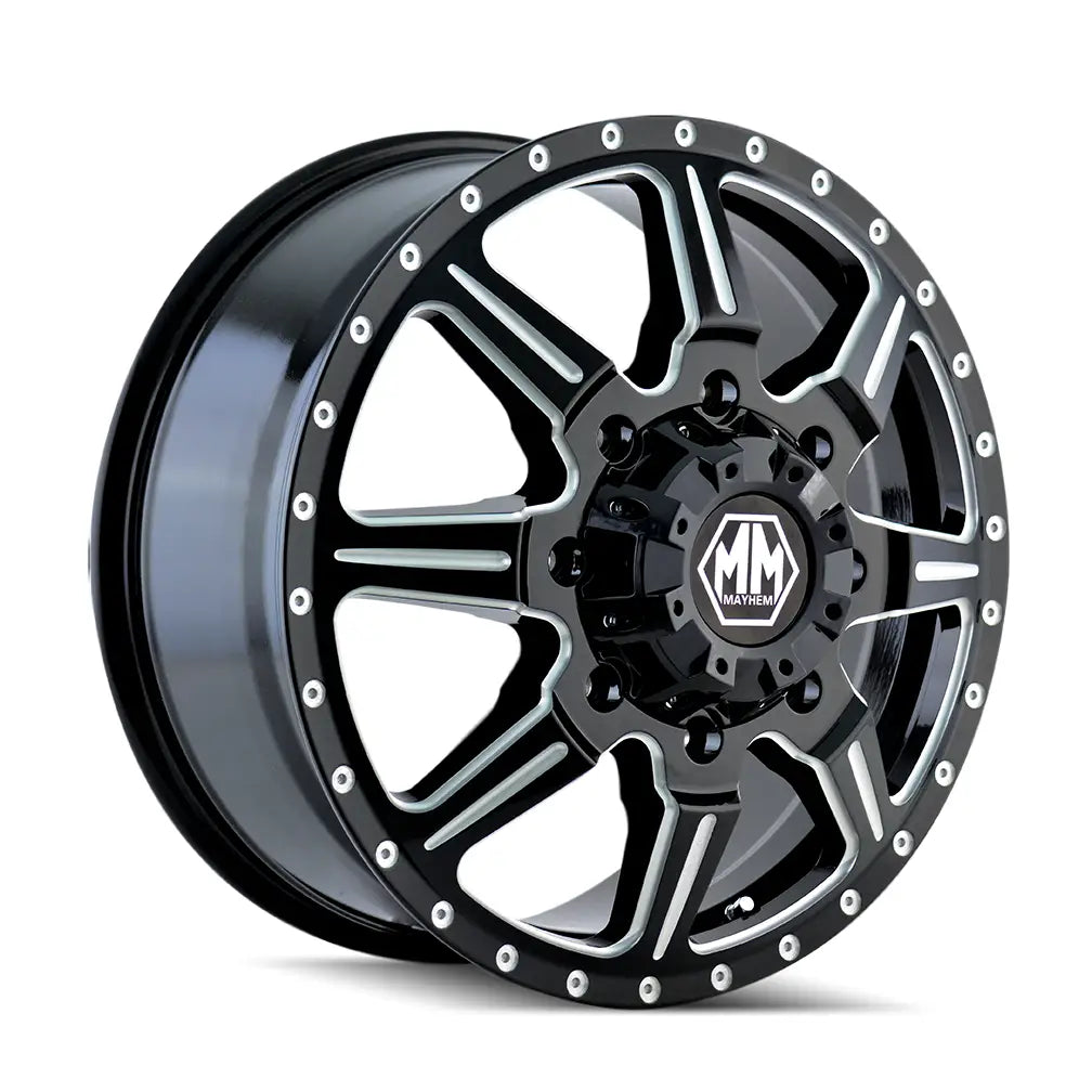 MAYHEM MONSTIR 8101 FRONT GLOSS BLACK MILLED 17x6.5 8x165.1