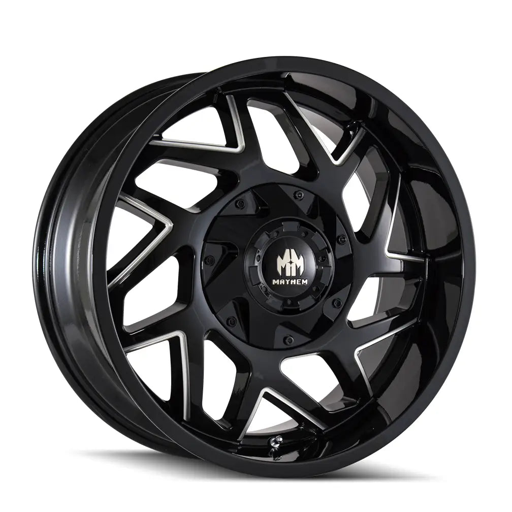 MAYHEM HATCHET 8106 GLOSS BLACK MILLED 20x9 8x165.1/8x170