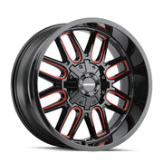 MAYHEM COGENT 8107 GLOSS BLACK MILLED PRISM RED 18x9