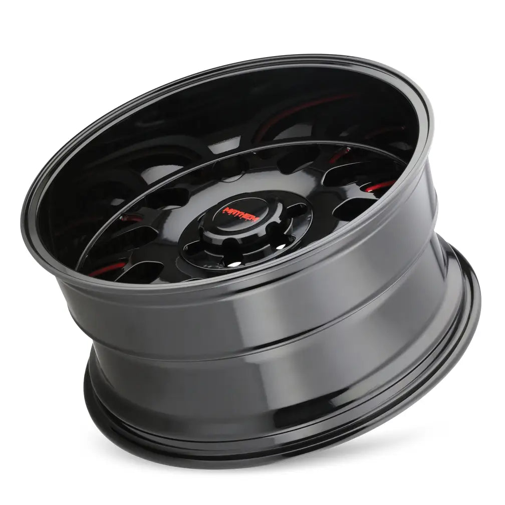 MAYHEM TRIPWIRE 8110 GLOSS BLACK MILLED PRISM RED 20x9