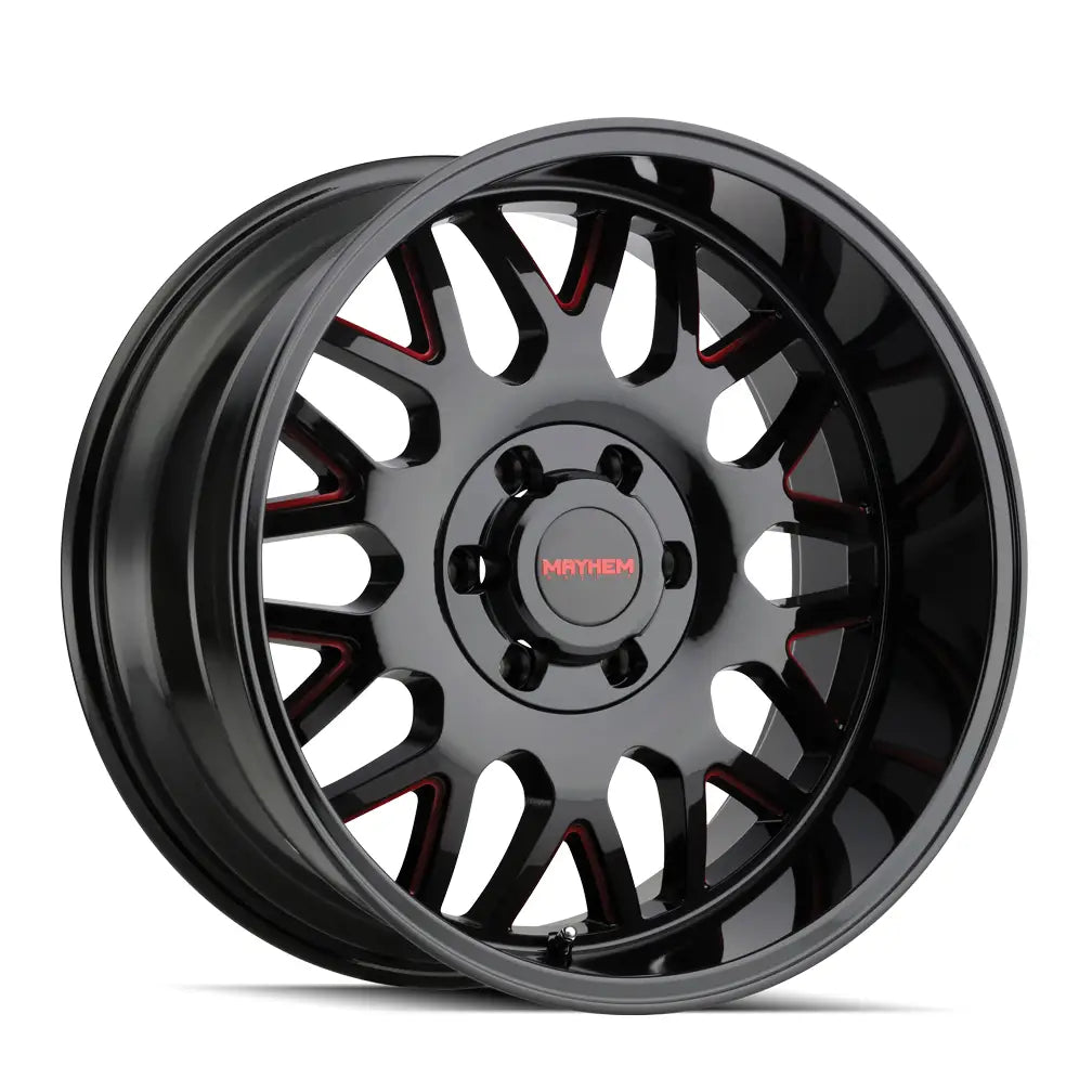 MAYHEM TRIPWIRE 8110 GLOSS BLACK MILLED PRISM RED 20x9