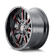 MAYHEM APOLLO 8115 GLOSS BLACK MILLED PRISM RED MILLED 20x9