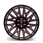 AMERICAN TRUxx EVOLUTION AT1919 GLOSS BLACK PRIZM RED 22x12