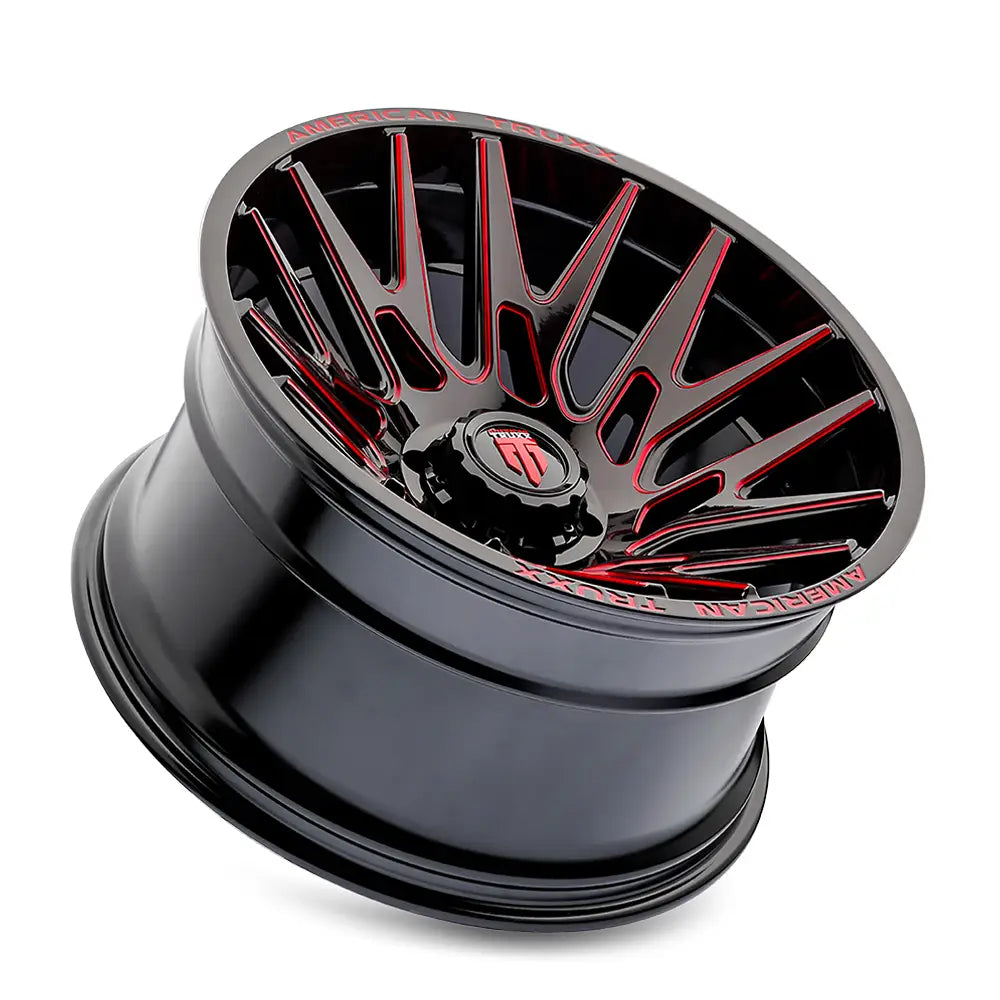 AMERICAN TRUxx EVOLUTION AT1919 GLOSS BLACK PRIZM RED 22x12