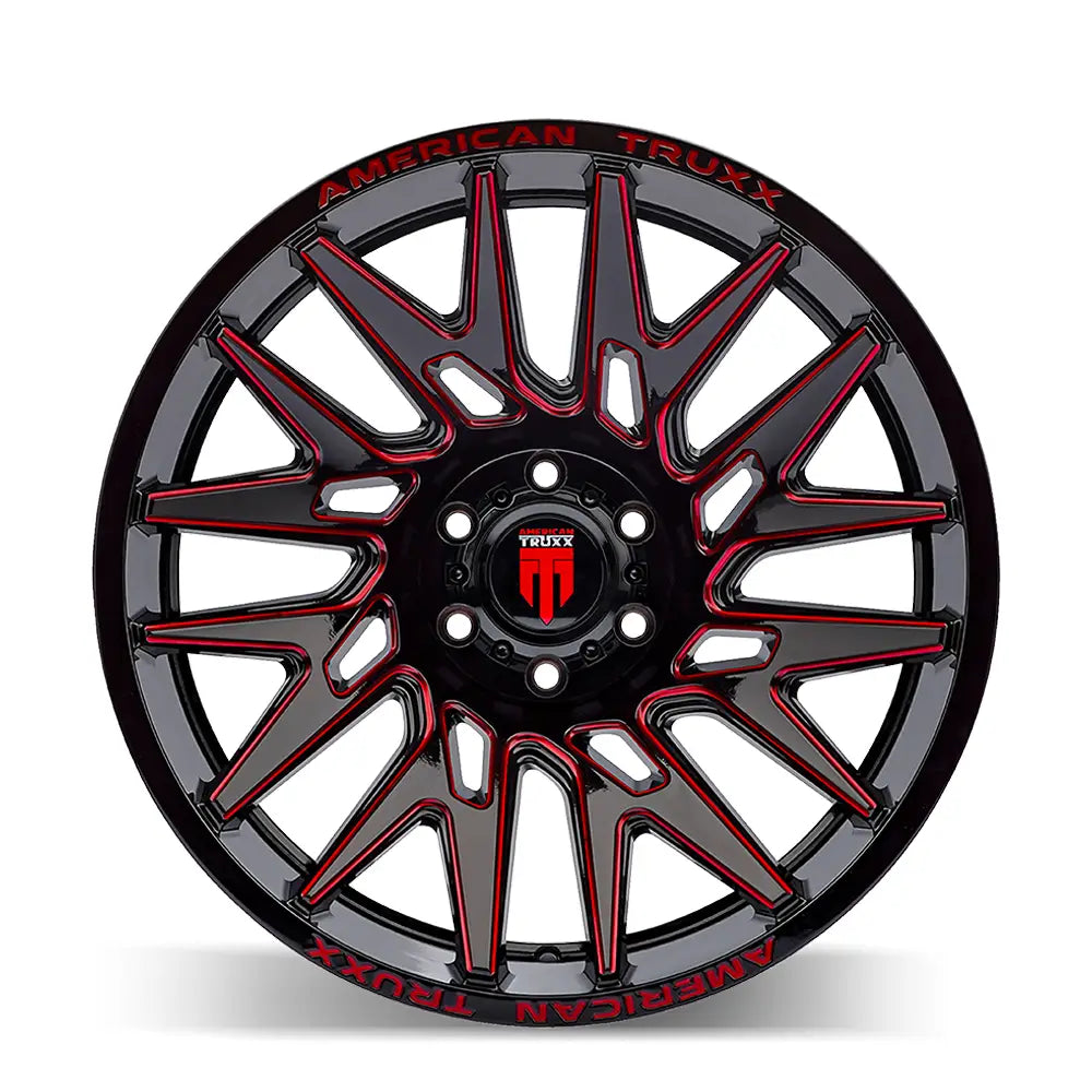 AMERICAN TRUxx EVOLUTION AT1919 GLOSS BLACK PRIZM RED 22x12