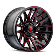 AMERICAN TRUxx EVOLUTION AT1919 GLOSS BLACK PRIZM RED 22x12
