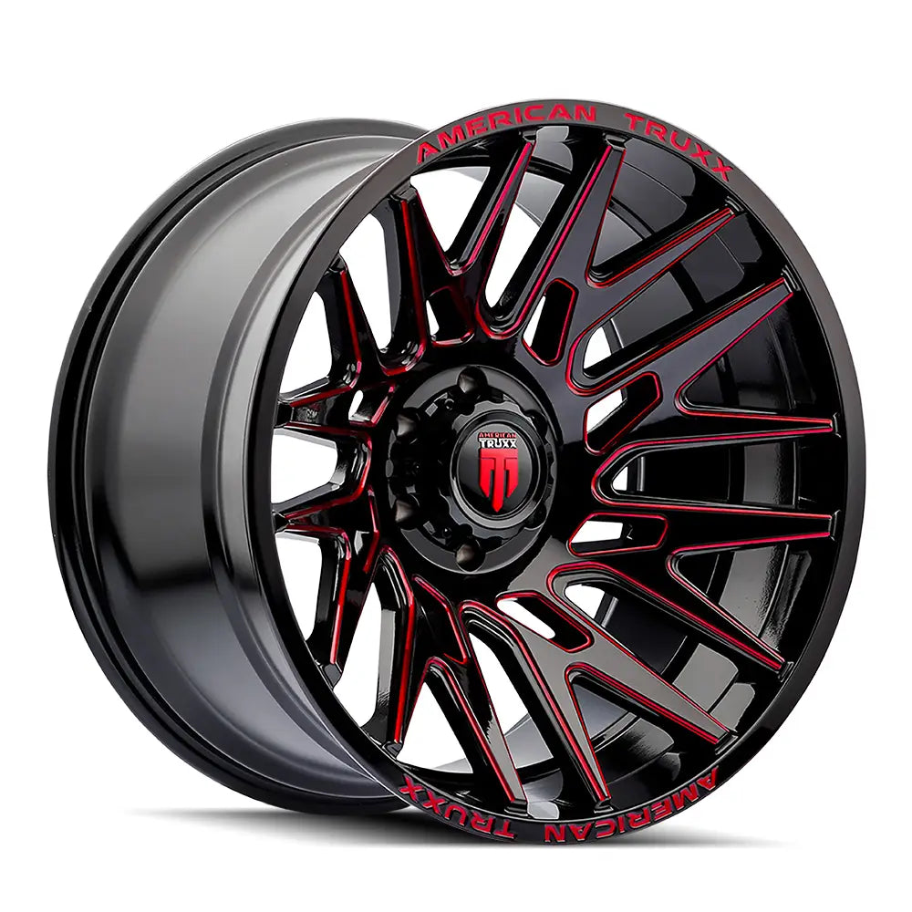 AMERICAN TRUxx EVOLUTION AT1919 GLOSS BLACK PRIZM RED 22x12